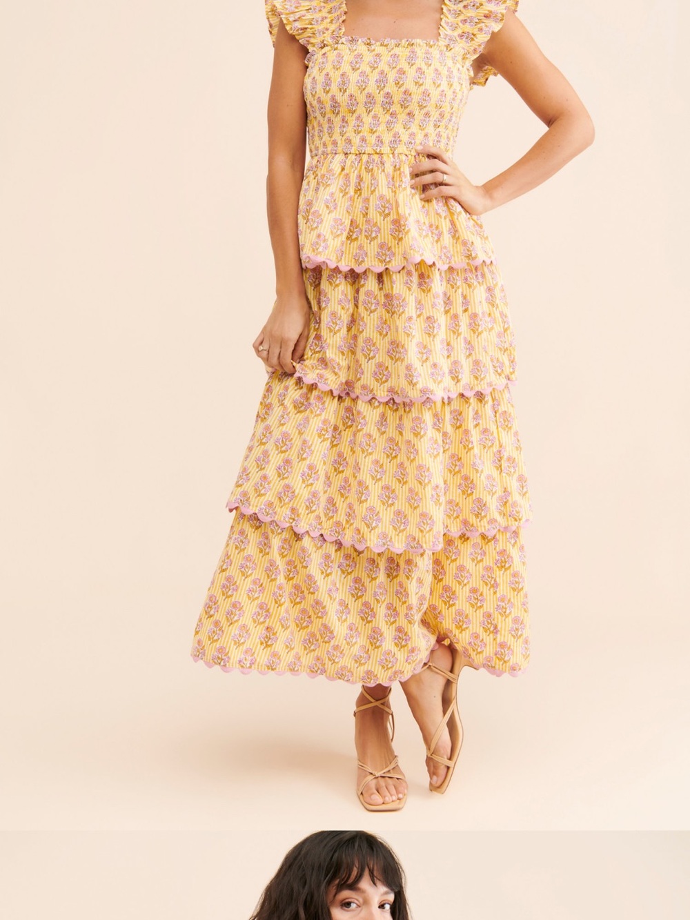 SAYLOR Yellow Floral Tiered Maxi Dress